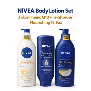NIVEA Body Lotion Set 3‎ Skin Firming Q10 + In-Shower Nourishing 16.9oz